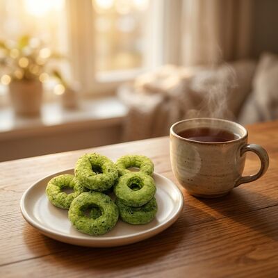 Matcha Crispy Rings - Refreshing Matcha & Grain Fusion, Light Crispy Ring-Shaped Snack, Bebas Rasa bersalah Serbaguna untuk Semua Kejadian