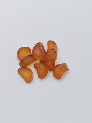 Gummies berbentuk irisan jeruk dengan aroma oranye alami - Makanan ringan kacang kedelai yang mengkilap dan mengunyah