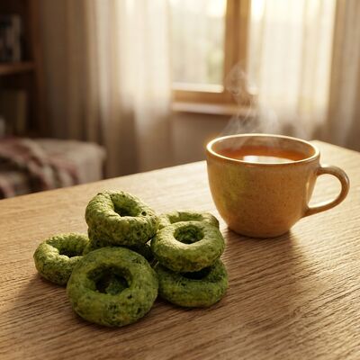 Matcha Crispy Rings - Refreshing Matcha & Grain Fusion, Light Crispy Ring-Shaped Snack, Bebas Rasa bersalah Serbaguna untuk Semua Kejadian