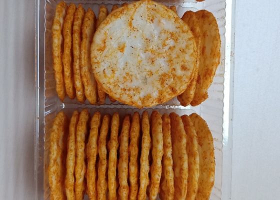 BRC Non GMO BBQ Roasted Round Rice Crackers Cemilan Gurih Dan Renyah